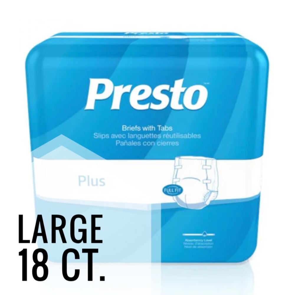Presto Protection Briefs Breathable Incontinence Adult Diaper Underwear Large